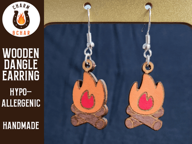 Campfire Wood Dangle Earrings - Outdoors Fashion Earring - Dangle Earring - Charm and Char